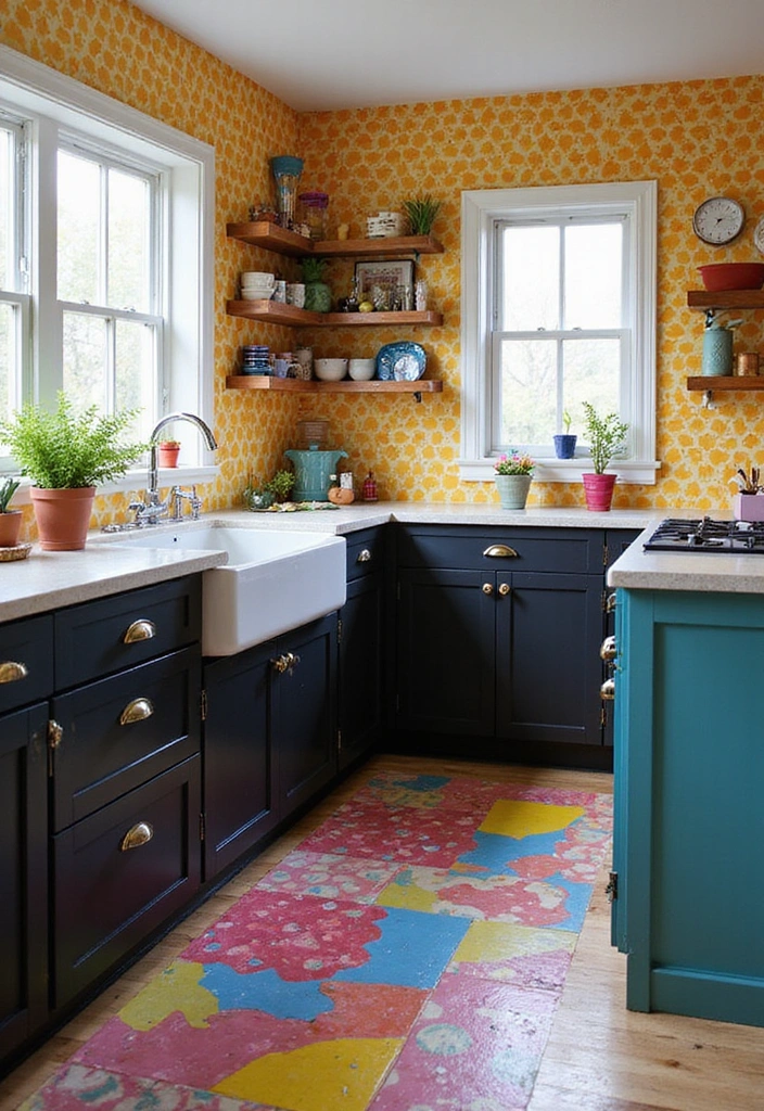 21 Backsplash Ideas for Dark Cabinets - 17. Funky Patterned Tiles