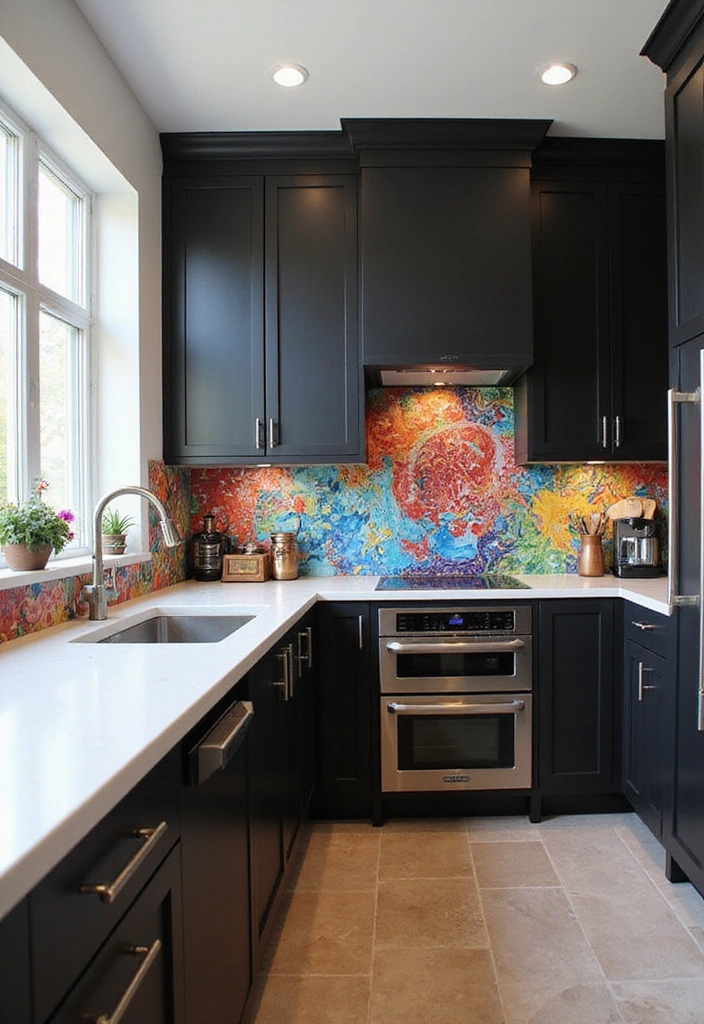 21 Backsplash Ideas for Dark Cabinets - 21. Artistic Murals
