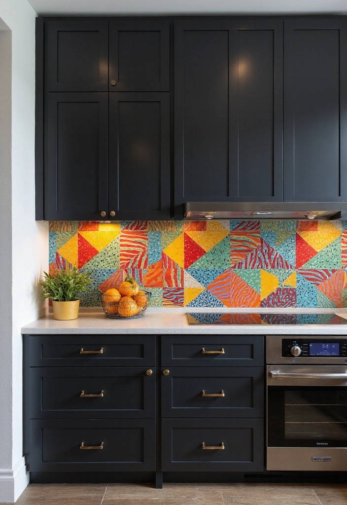 21 Backsplash Ideas for Dark Cabinets - 3. Bold Geometric Patterns