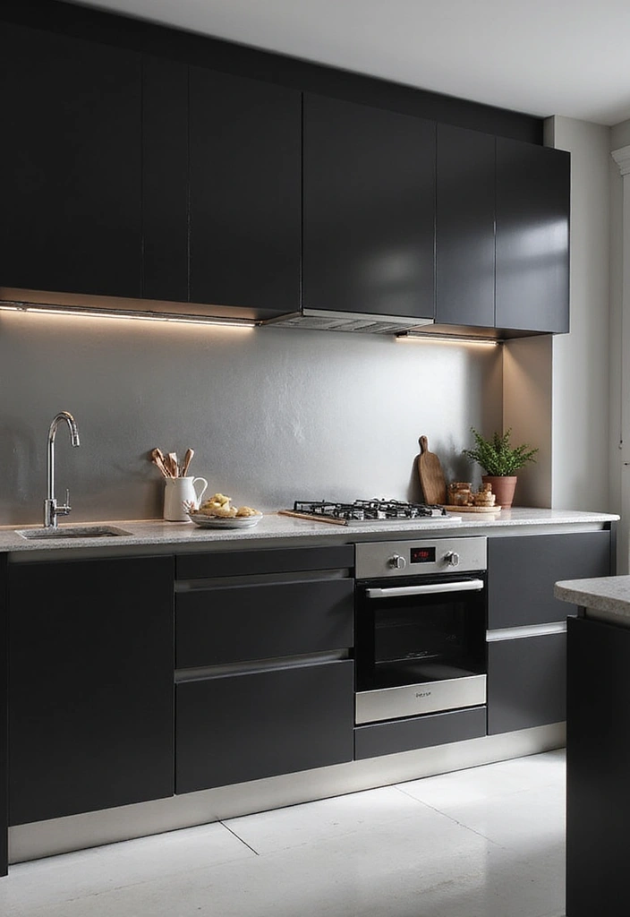 21 Backsplash Ideas for Dark Cabinets - 5. Metallic Accents