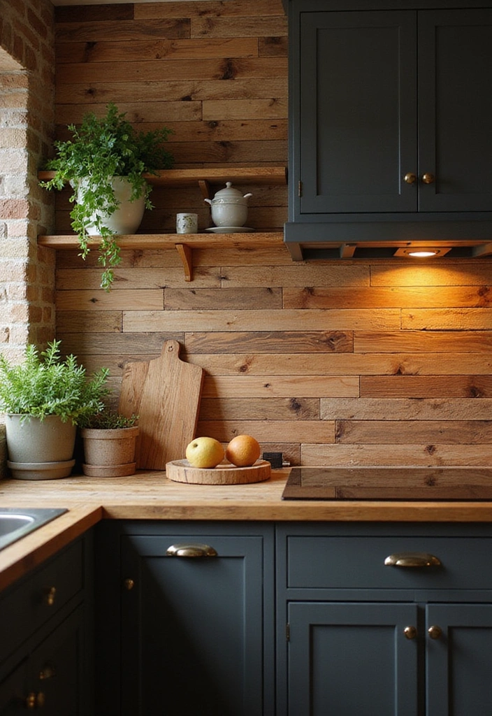 21 Backsplash Ideas for Dark Cabinets - 8. Natural Wood Slats