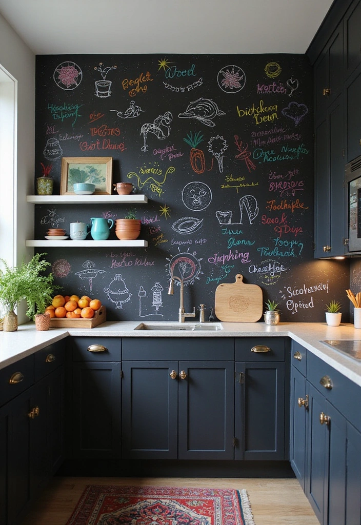 21 Backsplash Ideas for Dark Cabinets - 9. Chalkboard Paint