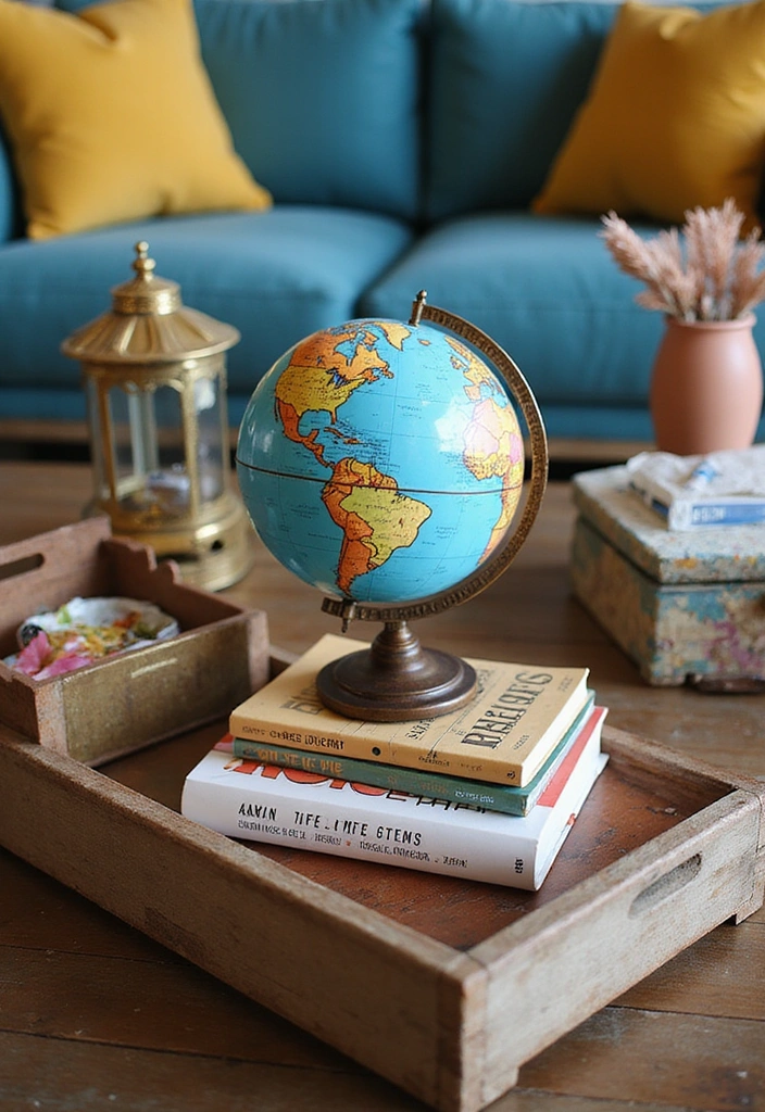 21 Coffee Table Decor Ideas for a Bohemian Home - 12. Travel-Inspired Decor