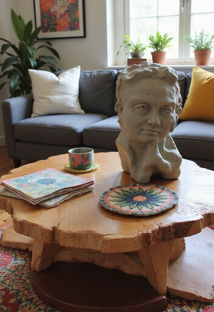 21 Coffee Table Decor Ideas for a Bohemian Home - 8. Artistic Touches