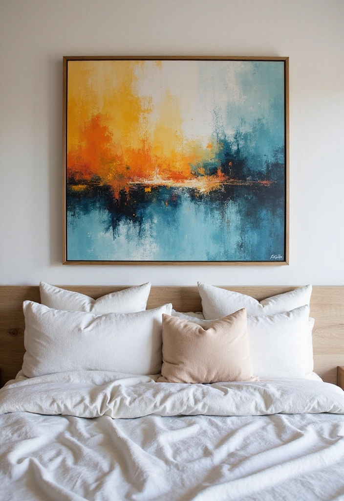 21 Master Bedroom Ideas for Couples - 8. Statement Art Piece
