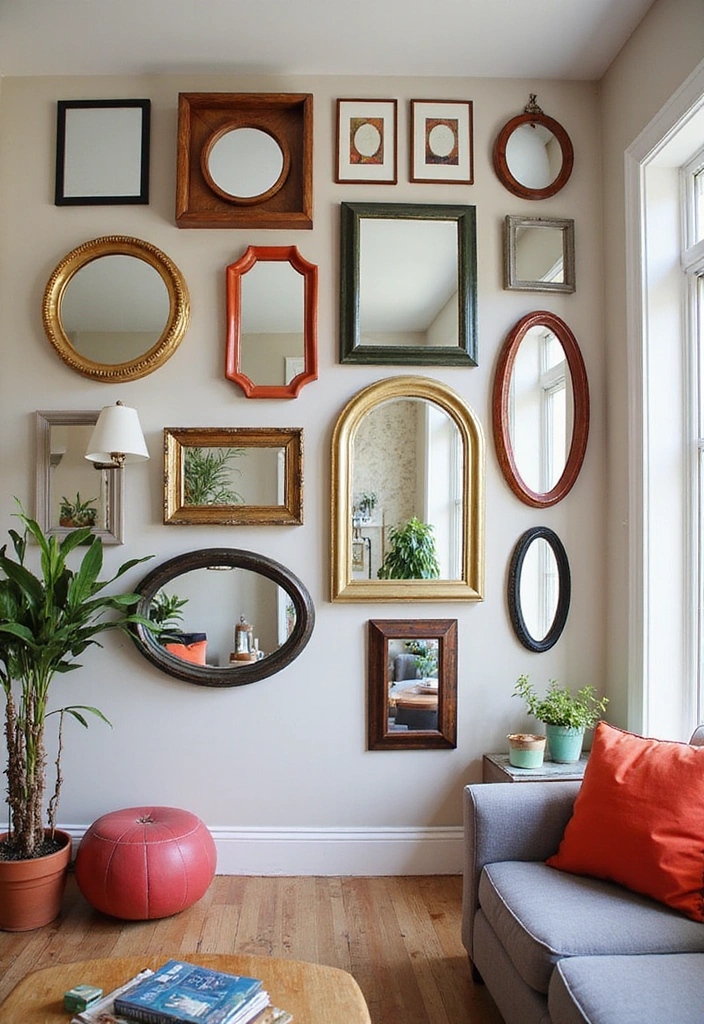 21 Mirror Wall Design Ideas - 1. Eclectic Gallery Wall