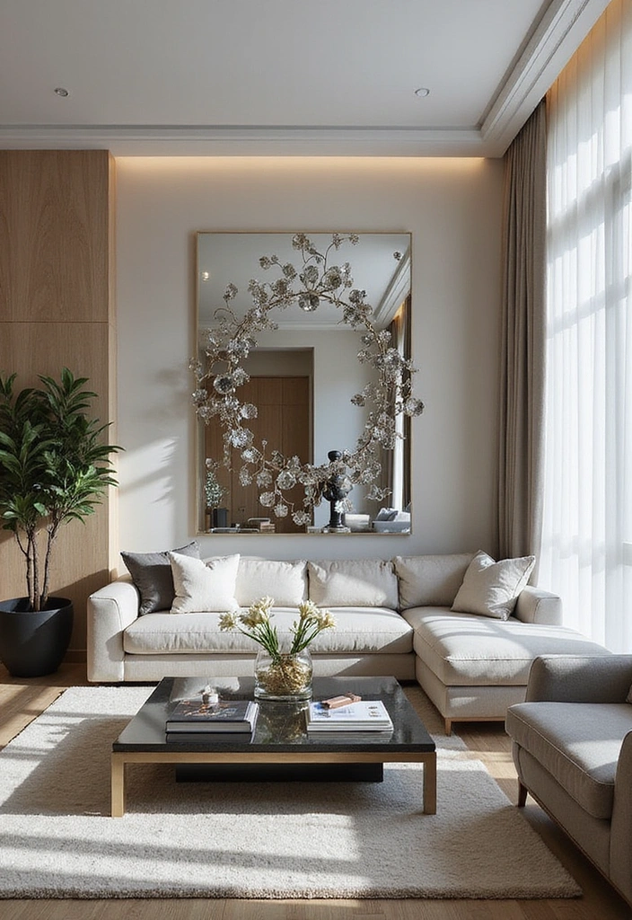 21 Mirror Wall Design Ideas - 18. Reflective Art Pieces