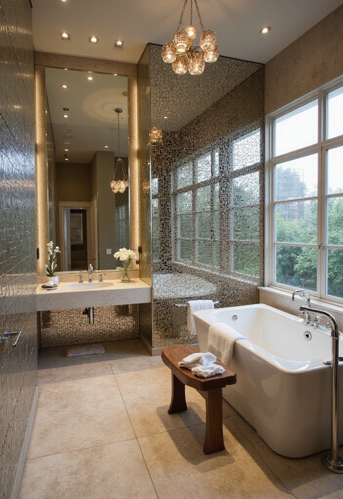 21 Mirror Wall Design Ideas - 3. Mirrored Tiles