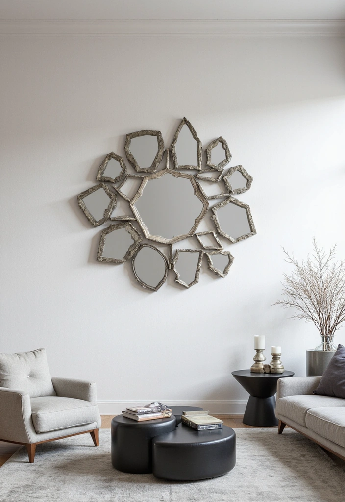 21 Mirror Wall Design Ideas - 5. Geometric Mirror Designs