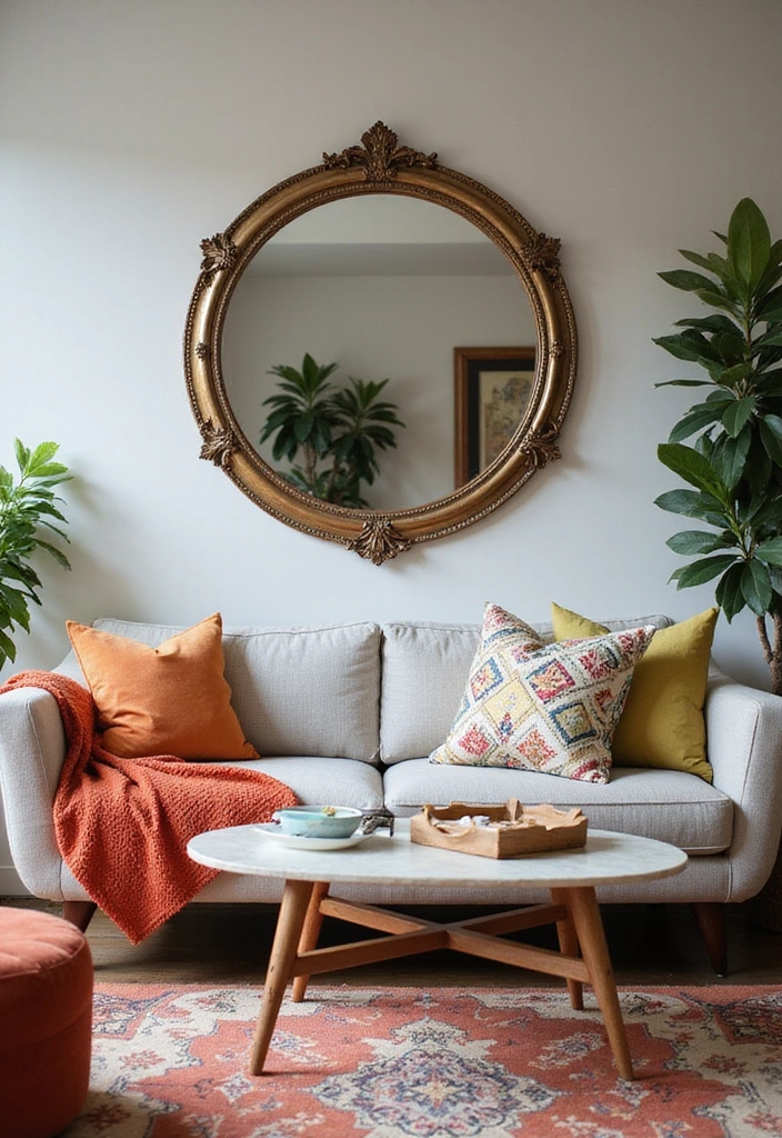 21 Mirror Wall Design Ideas - 8. Round Mirrors
