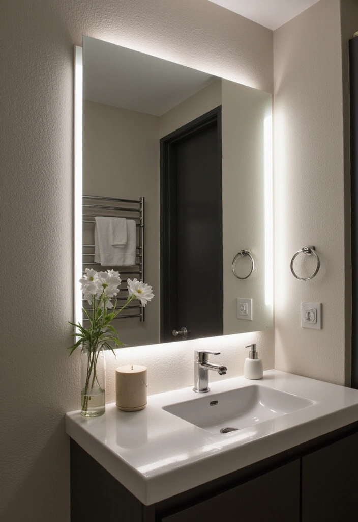 21 Mirror Wall Design Ideas - 9. Mirror Frames with LED Lights