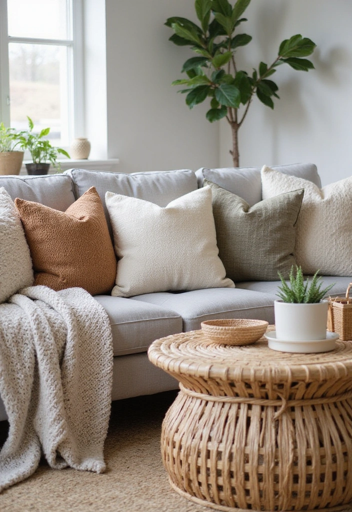 21 Modern Bohemian Living Room Ideas - 2. Layered Textures