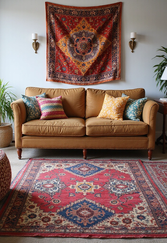 21 Modern Bohemian Living Room Ideas - 8. Bold Patterns
