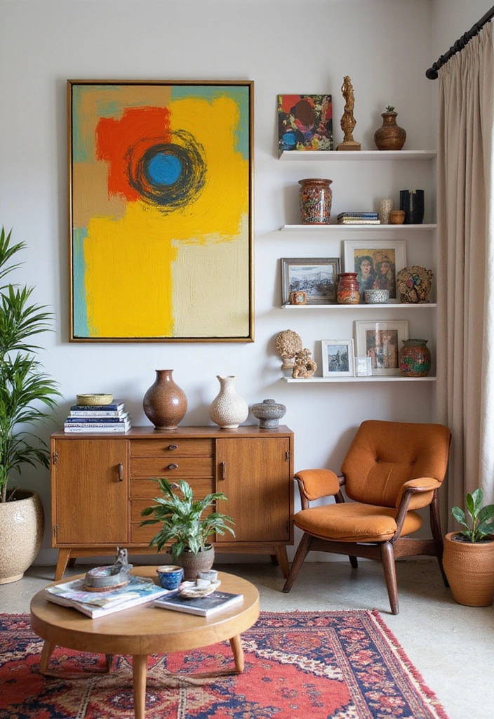 21 Modern Bohemian Living Room Ideas - 9. Artistic Touches