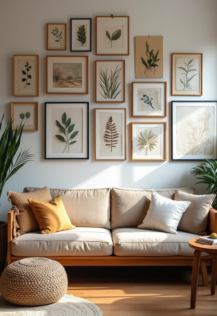 21 Picture Wall Ideas for Living Room - 15. Personal Art Projects