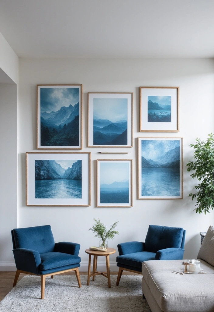 21 Picture Wall Ideas for Living Room - 16. Monochromatic Elegance