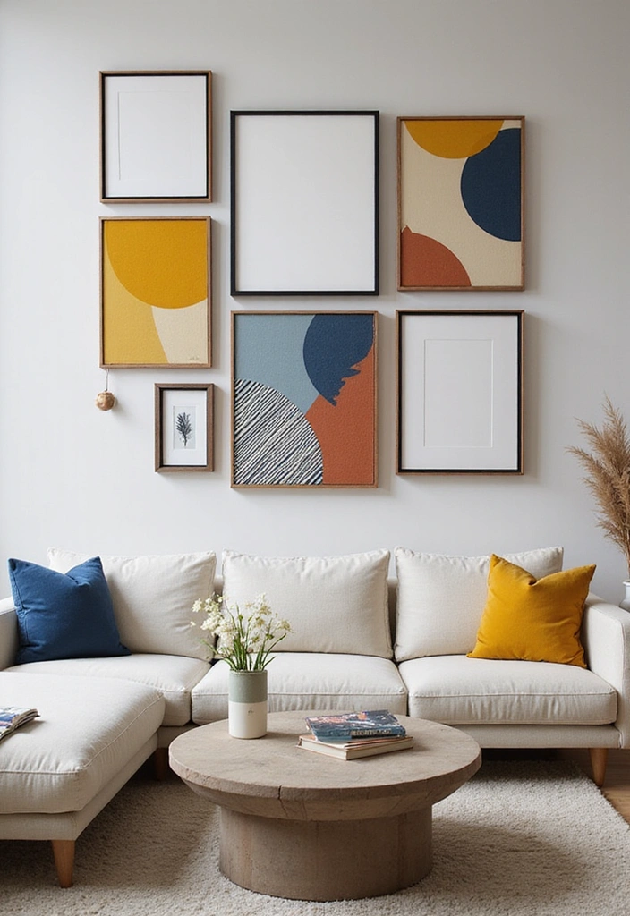 21 Picture Wall Ideas for Living Room - 6. Geometric Patterns