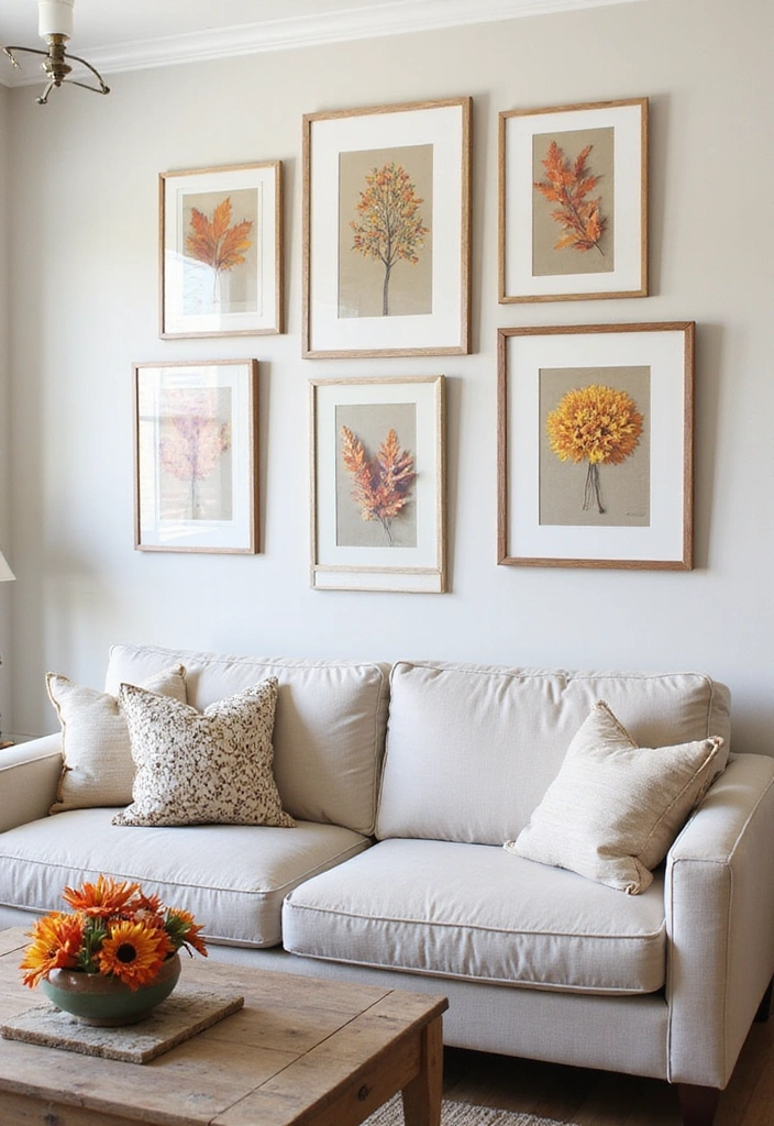 21 Picture Wall Ideas for Living Room - 8. Seasonal Decor