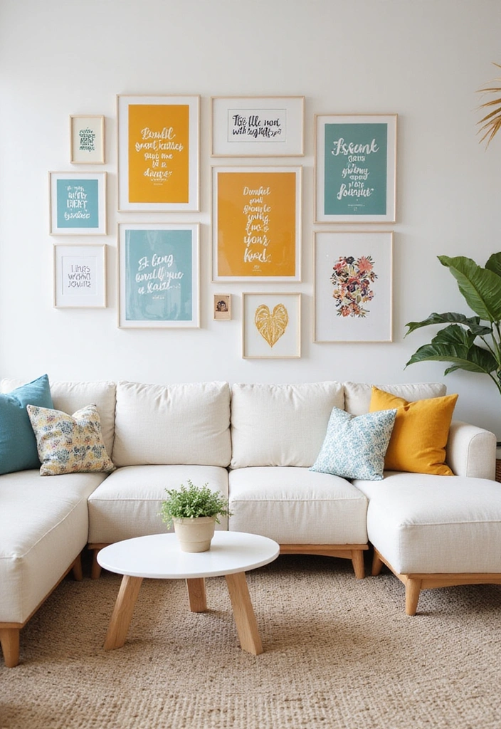 21 Picture Wall Ideas for Living Room - 9. Inspiration and Quotes