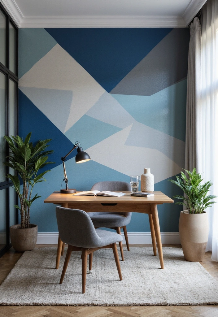 22 Accent Wall Ideas for Offices - 12. Geometric Patterns