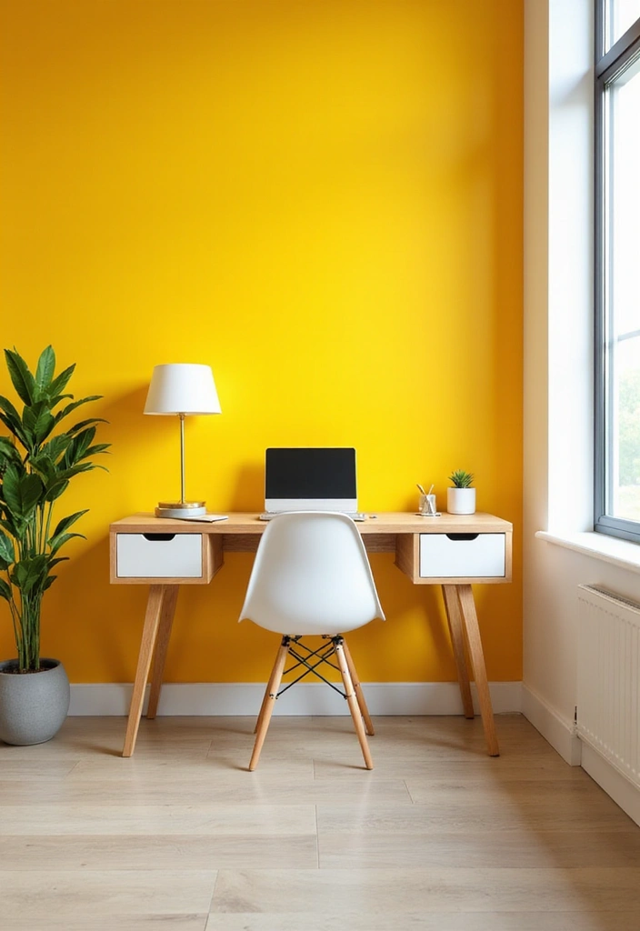 22 Accent Wall Ideas for Offices - 14. Bright and Cheerful Colors