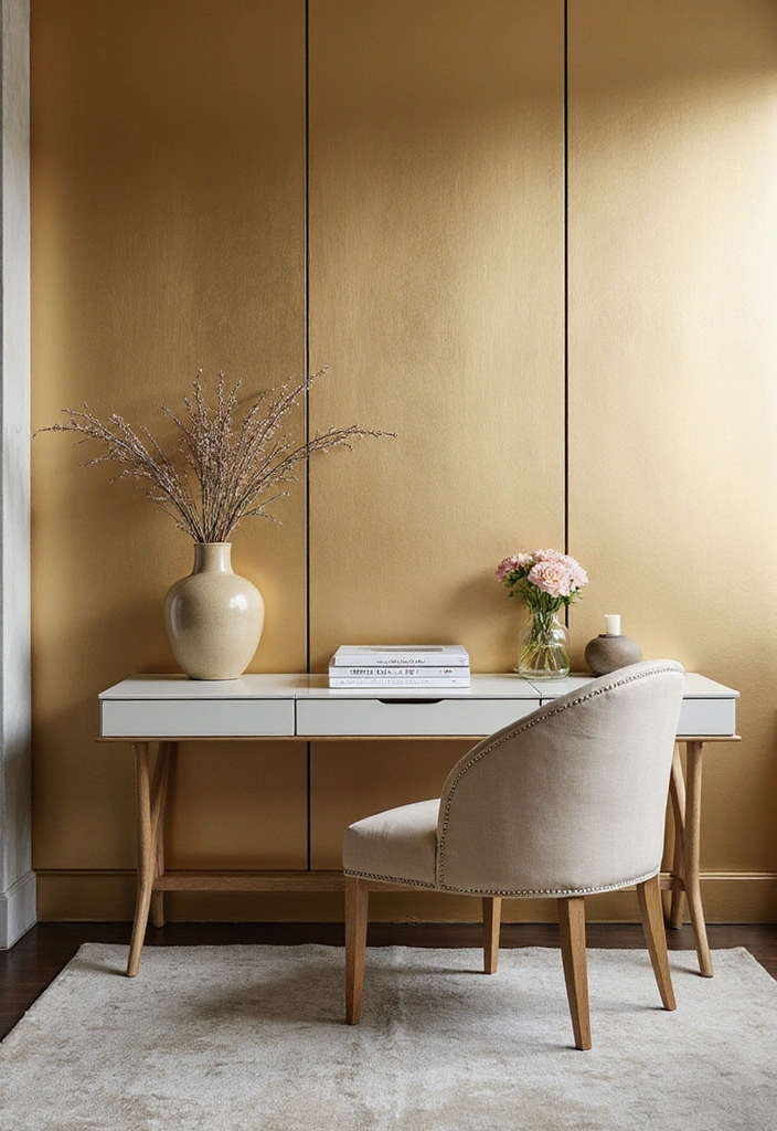 22 Accent Wall Ideas for Offices - 16. Metallic Accents
