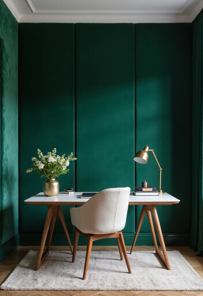 22 Accent Wall Ideas for Offices - 18. Luxurious Velvet Panels