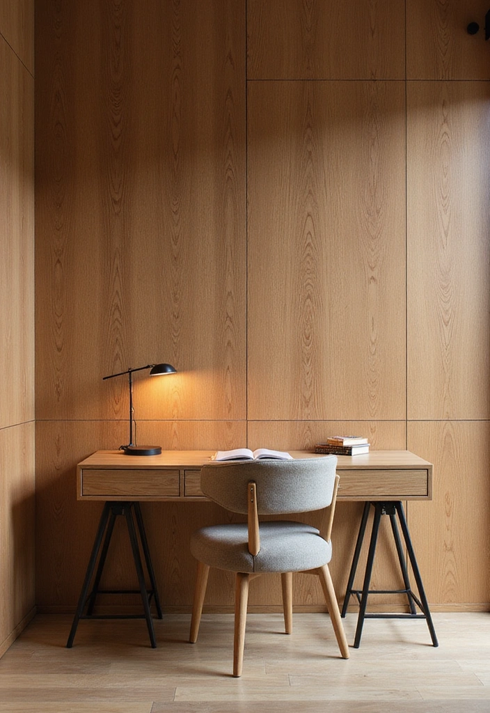 22 Accent Wall Ideas for Offices - 2. Textured Wood Paneling