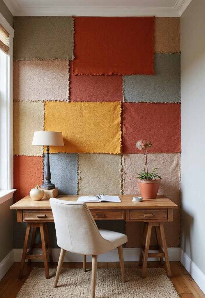 22 Accent Wall Ideas for Offices - 20. Fun and Funky Textiles
