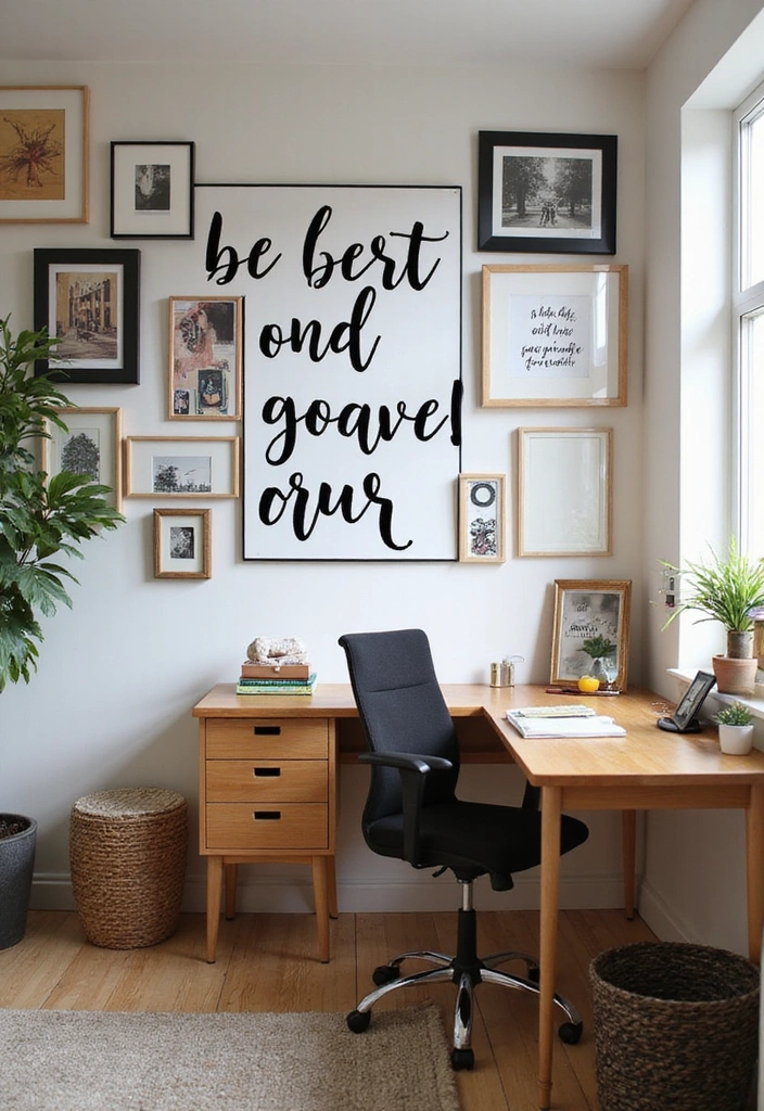 22 Accent Wall Ideas for Offices - 3. Inspirational Quote Wall
