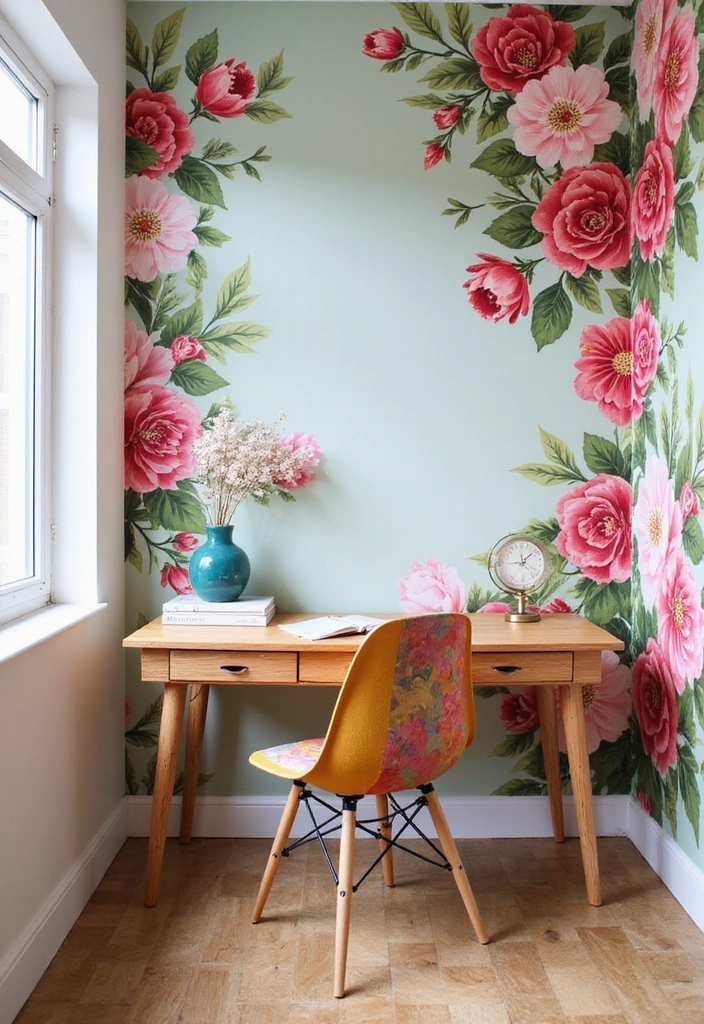 22 Accent Wall Ideas for Offices - 5. Wallpaper Wonders