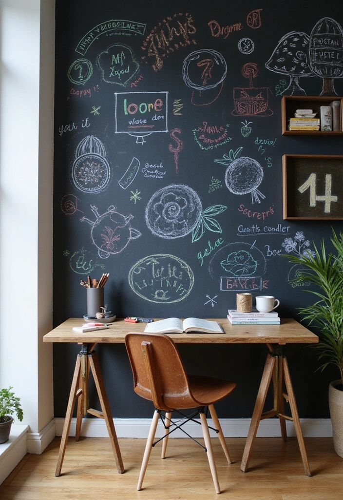 22 Accent Wall Ideas for Offices - 6. Chalkboard Accent Wall