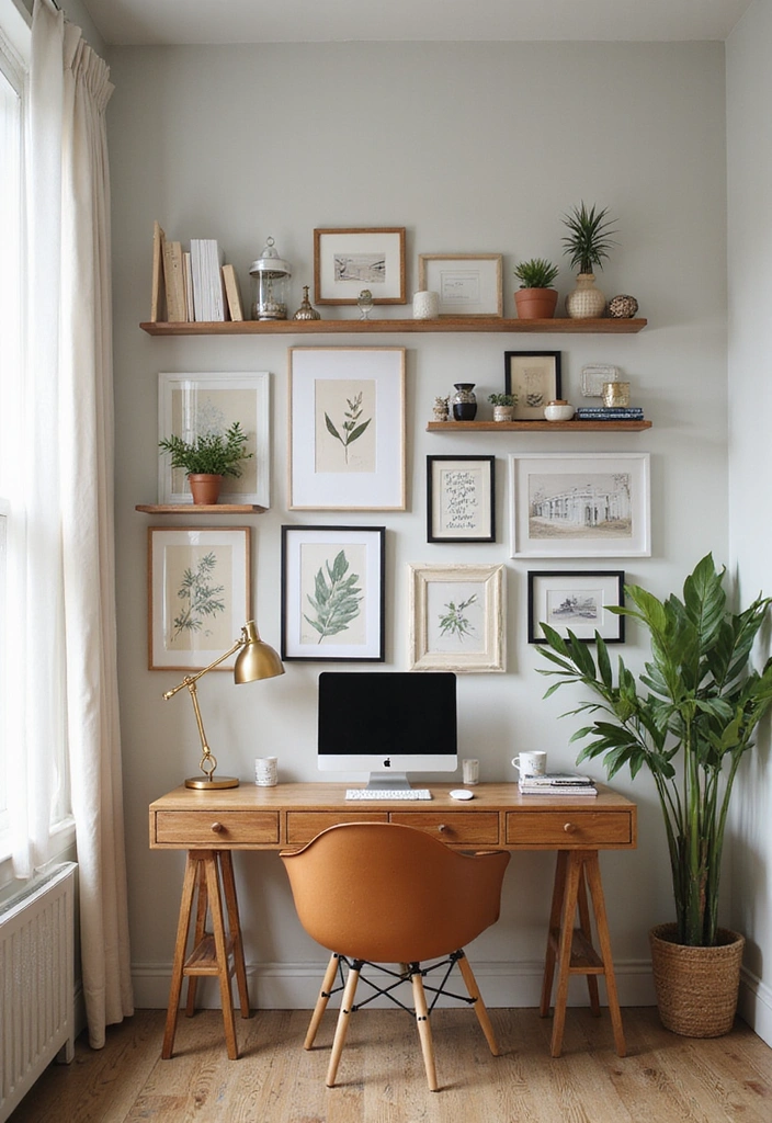 22 Accent Wall Ideas for Offices - 7. Gallery Wall with Personal Touches
