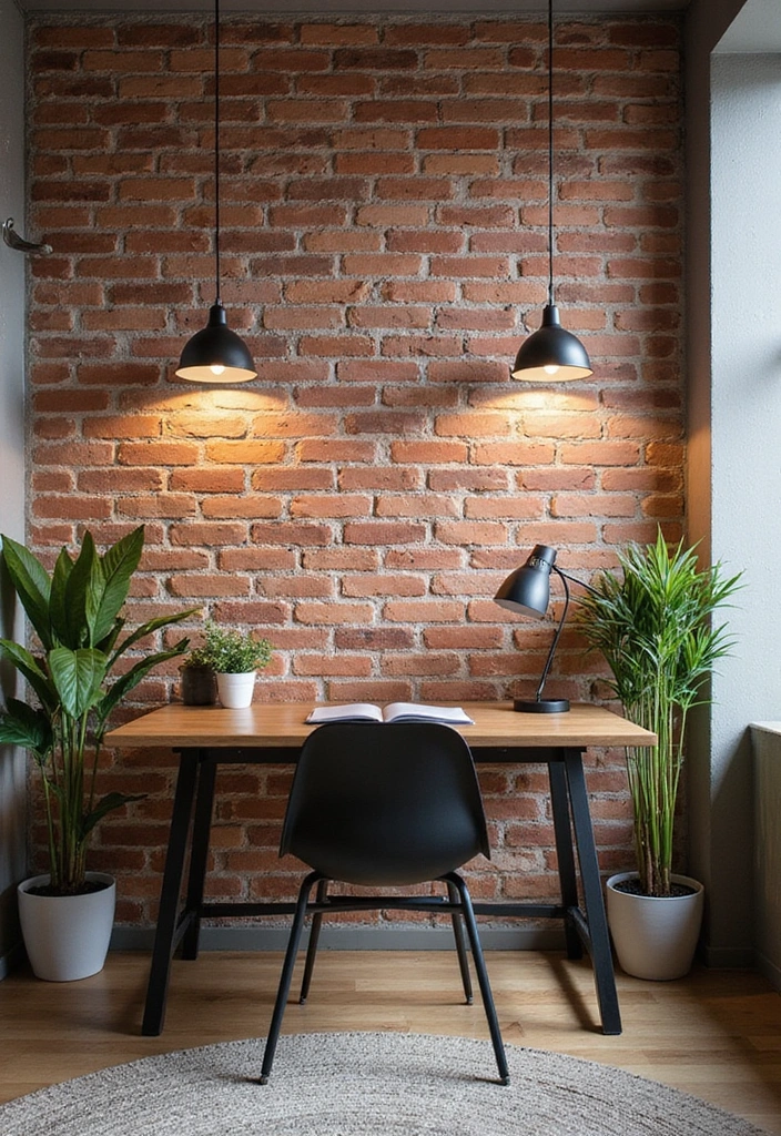 22 Accent Wall Ideas for Offices - 9. Industrial Chic Accent Wall