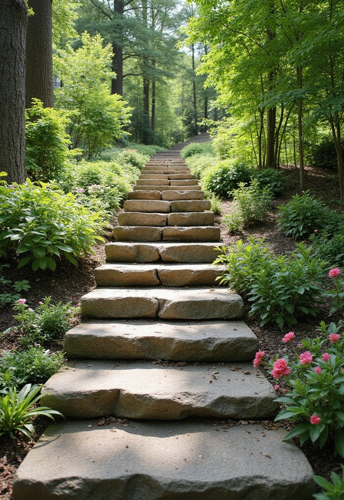 22 Front Yard Landscaping Ideas with Rocks - 10. Stone Steps