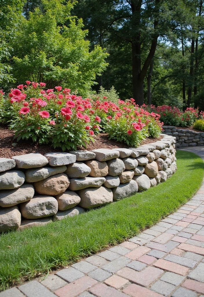 22 Front Yard Landscaping Ideas with Rocks - 14. River Rock Accent Walls