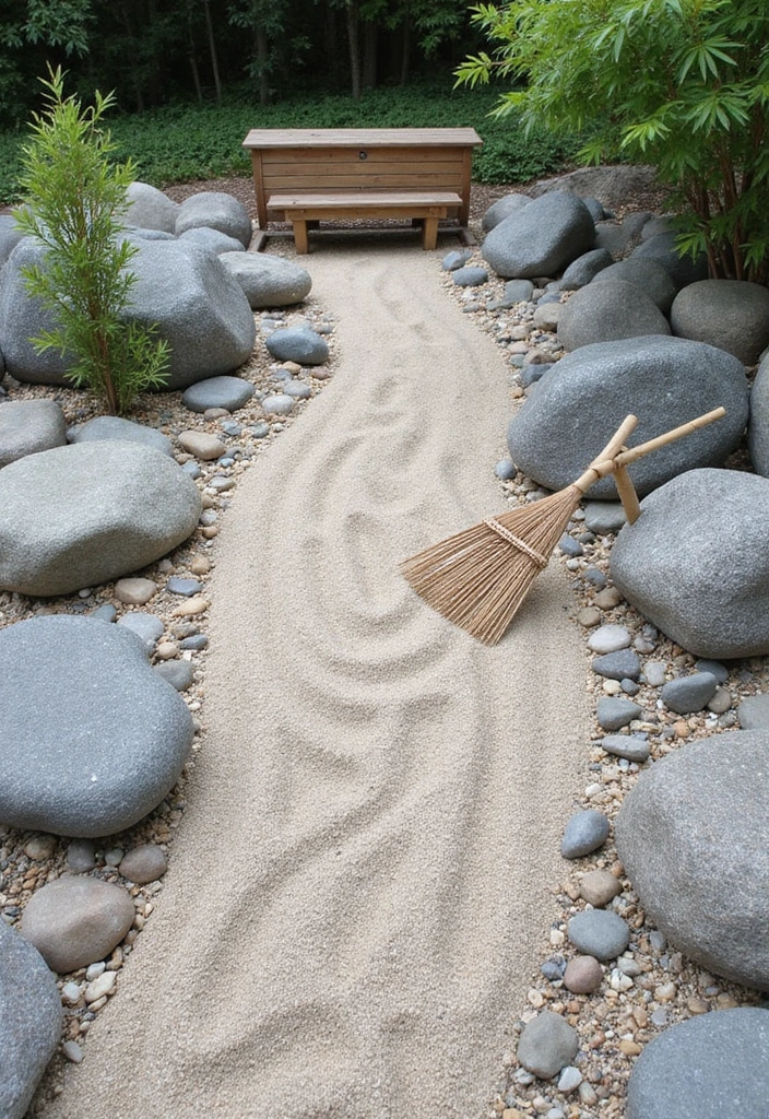 22 Front Yard Landscaping Ideas with Rocks - 5. Zen Rock Garden