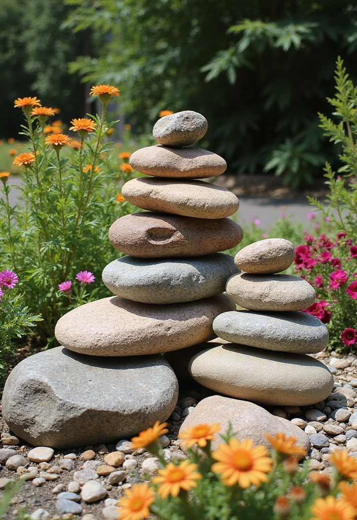 22 Front Yard Landscaping Ideas with Rocks - 7. Decorative Rock Piles
