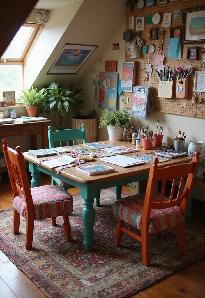22 Small Attic Room Ideas with Low Ceilings - 4. Create an Arts and Crafts Corner