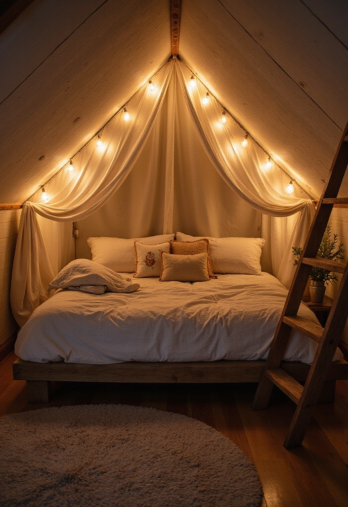 22 Small Attic Room Ideas with Low Ceilings - 7. Craft a Dreamy Sleeping Loft