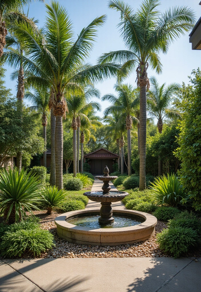 22 Tropical Landscaping Front Yard Ideas - 1. Lush Palm Oasis