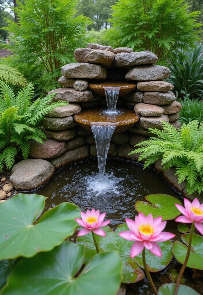 22 Tropical Landscaping Front Yard Ideas - 5. Water Feature Wonderland