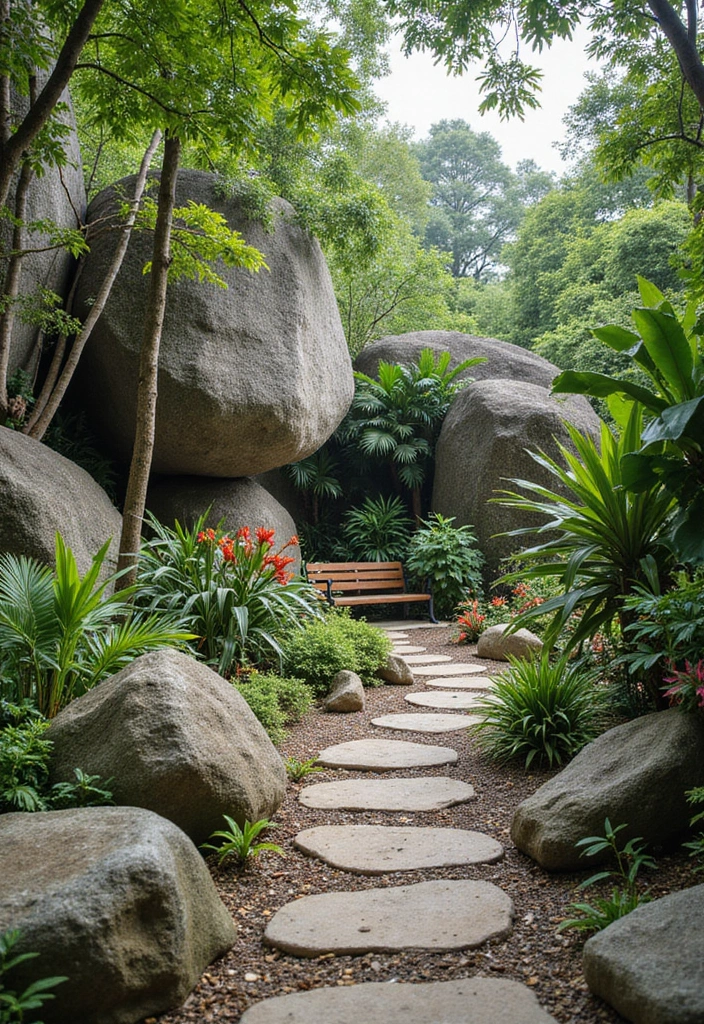 22 Tropical Landscaping Front Yard Ideas - 9. Tropical Rock Gardens