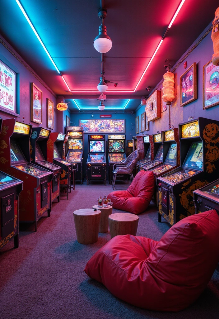 22 Vintage-Inspired Garage Man Cave Ideas - 1. Retro Game Room