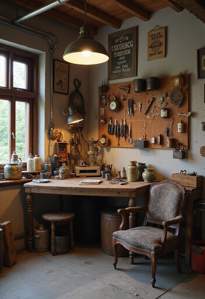 22 Vintage-Inspired Garage Man Cave Ideas - 15. Vintage Craft Corner