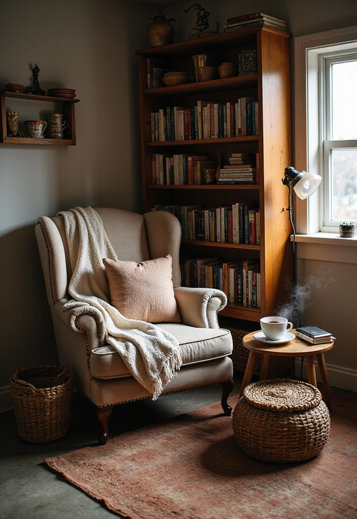 22 Vintage-Inspired Garage Man Cave Ideas - 6. Cozy Reading Nook