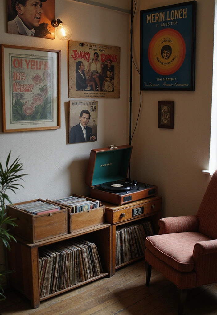 22 Vintage-Inspired Garage Man Cave Ideas - 7. Vintage Record Collection