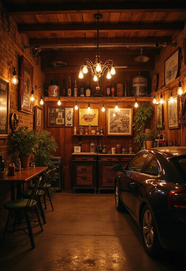 22 Vintage-Inspired Garage Man Cave Ideas - 8. Retro Lighting Fixtures
