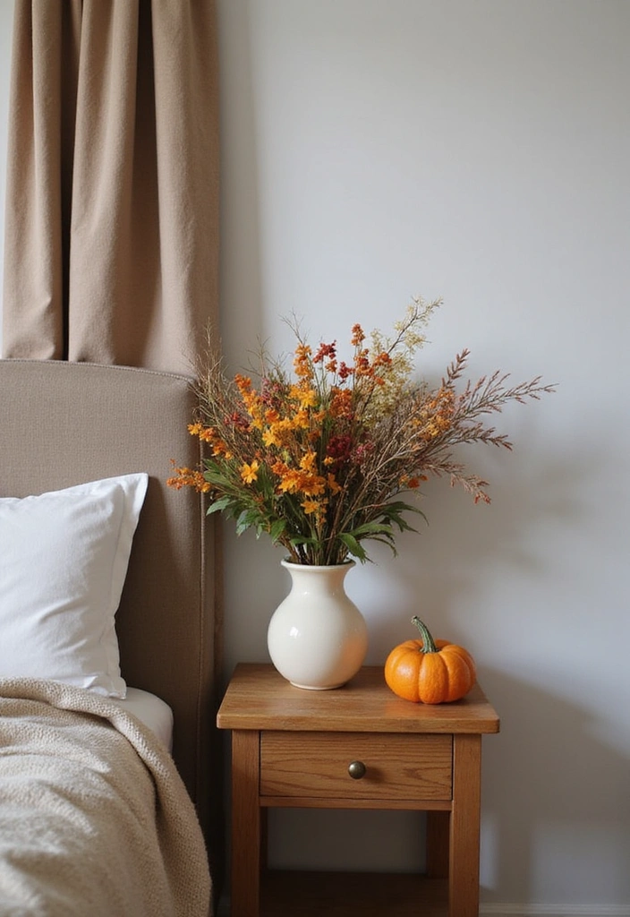 23 Bedside Table Ideas for Minimalist Home Decor - 15. Seasonal Decor Changes