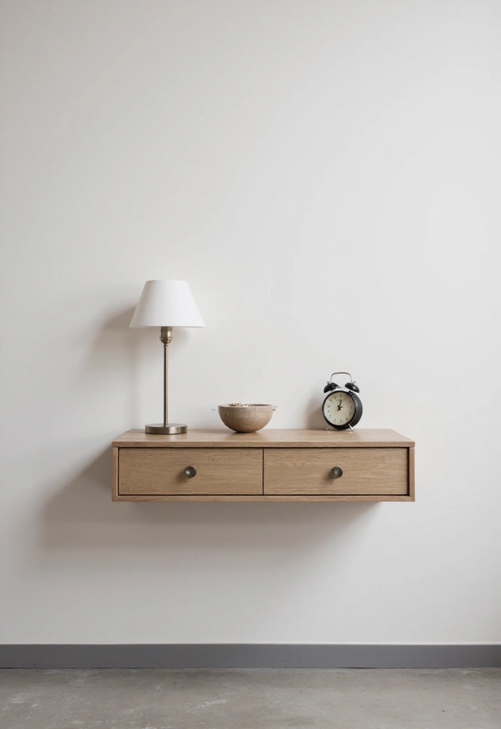23 Bedside Table Ideas for Minimalist Home Decor - 3. Floating Nightstand for Small Spaces